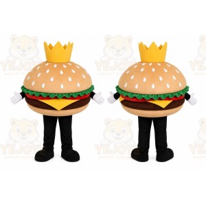 Tan Burger Mascot Costume with Custom Logo