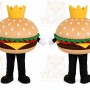 Tan Burger Mascot Costume with Custom Logo