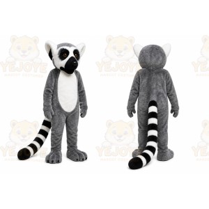 Gray Lemur Mascot Costume with Custom Logo