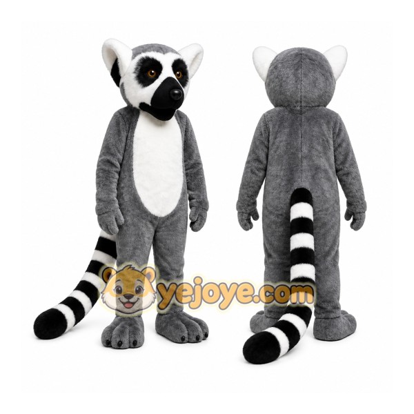 Gray Lemur Mascot Costume with Custom Logo