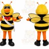 Yellow Bee Mascot Costume with Custom Logo