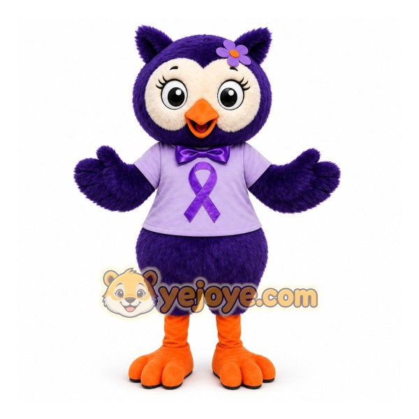 Purple Owl Mascot Costume with Custom Logo Purple Owl Mascot Costume with Custom Logo