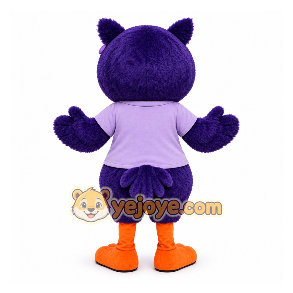 Purple Owl Mascot Costume with Custom Logo Purple Owl Mascot Costume with Custom Logo