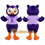 Purple Owl Mascot Costume with Custom Logo