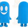 Blue Ghost Mascot Costume with Custom Logo