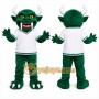 Green Monster Mascot Costume with Custom Logo