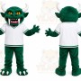 Green Monster Mascot Costume with Custom Logo
