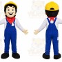 Blue Worker Mascot Costume with Custom Logo