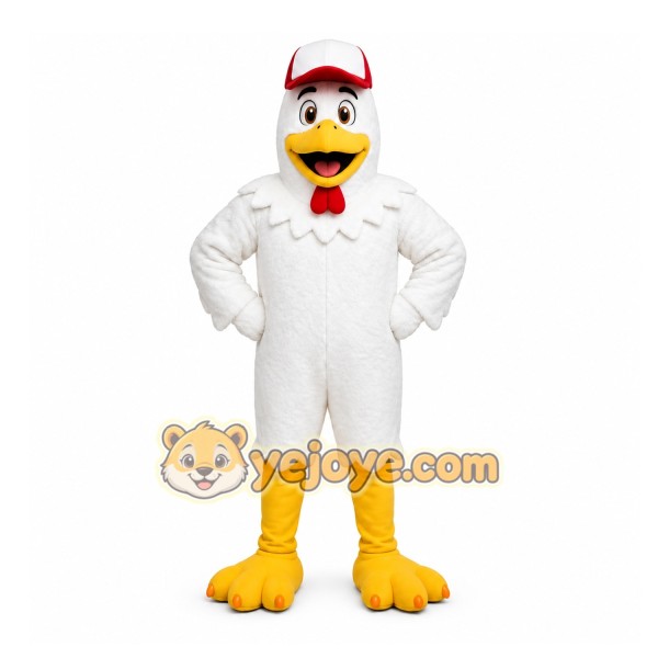 White Chicken Mascot Costume with Custom Logo White Chicken Mascot Costume with Custom Logo