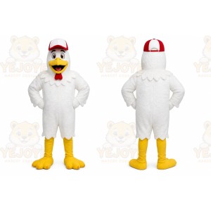 White Chicken Mascot Costume with Custom Logo
