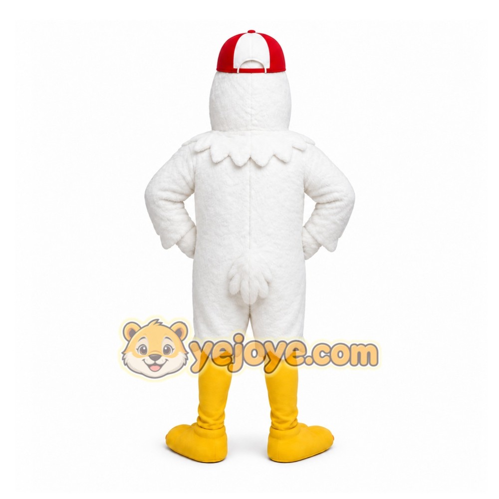 White Chicken Mascot Costume with Custom Logo White Chicken Mascot Costume with Custom Logo