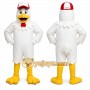 White Chicken Mascot Costume with Custom Logo