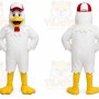 White Chicken Mascot Costume with Custom Logo