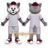 Gray Cat Mascot Costume with Custom Logo Gray Cat Mascot Costume with Custom Logo