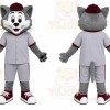 Gray Cat Mascot Costume with Custom Logo
