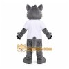 Gray Wolf Mascot Costume with Custom Logo Gray Wolf Mascot Costume with Custom Logo