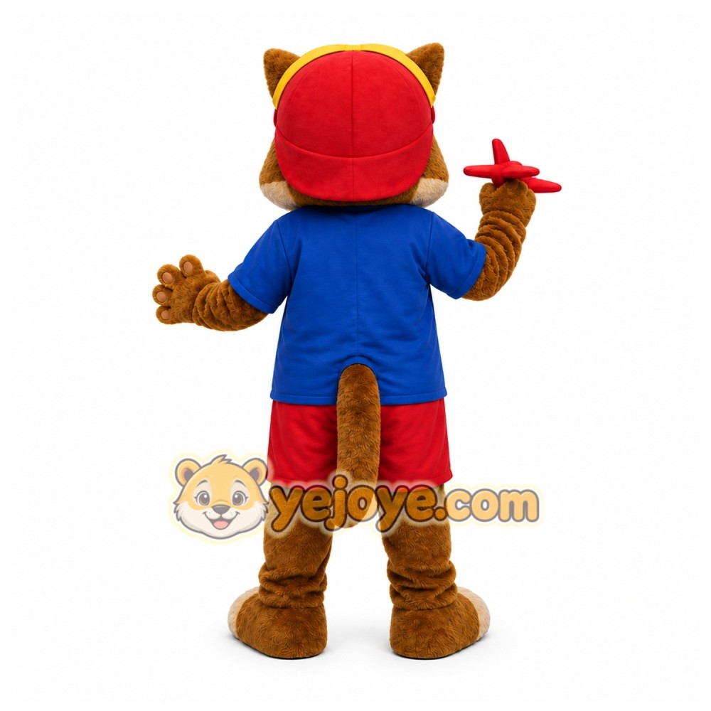 Brown Cat Mascot Costume with Custom Logo Brown Cat Mascot Costume with Custom Logo