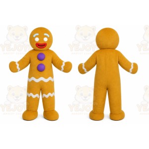 Brown Gingerbread Man Mascot Costume with Custom Logo