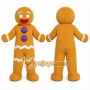 Brown Gingerbread Man Mascot Costume with Custom Logo