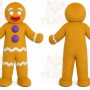 Brown Gingerbread Man Mascot Costume with Custom Logo