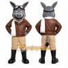 Gray Donkey Pilot Mascot Costume with Custom Logo