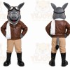 Gray Donkey Mascot Costume with Custom Logo
