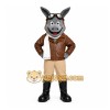 Gray Donkey Pilot Mascot Costume with Custom Logo