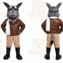 Gray Donkey Mascot Costume with Custom Logo