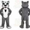 Gray Wolf Mascot Costume with Custom Logo