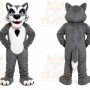 Gray Wolf Mascot Costume with Custom Logo