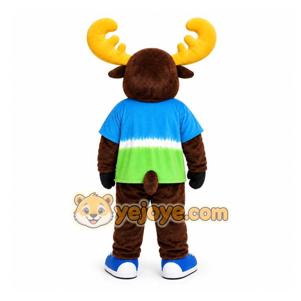 Brown Moose Mascot Costume with Custom Logo Brown Moose Mascot Costume with Custom Logo