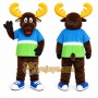Brown Moose Mascot Costume with Custom Logo