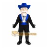 Black Cowboy Mascot Costume with Custom Logo Black Cowboy Mascot Costume with Custom Logo