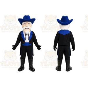 Black Cowboy Mascot Costume with Custom Logo
