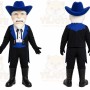 Black Cowboy Mascot Costume with Custom Logo