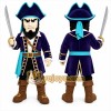 Blue Pirate Mascot Costume with Custom Logo
