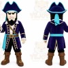 Blue Pirate Mascot Costume with Custom Logo
