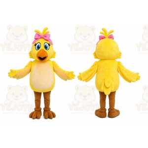 Yellow Bird Mascot Costume with Custom Logo
