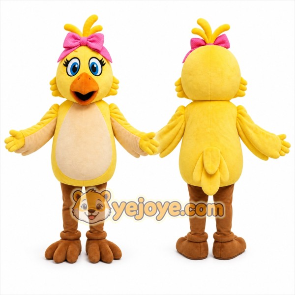 Yellow Bird Mascot Costume with Custom Logo