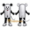Silver Mouse Mascot Costume with Custom Logo Silver Mouse Mascot Costume with Custom Logo