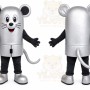 Silver Mouse Mascot Costume with Custom Logo
