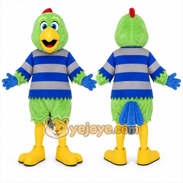 Green Bird Mascot Costume with Custom Logo