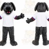 Gray Dog Mascot Costume with Custom Logo