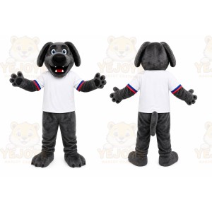 Gray Dog Mascot Costume with Custom Logo