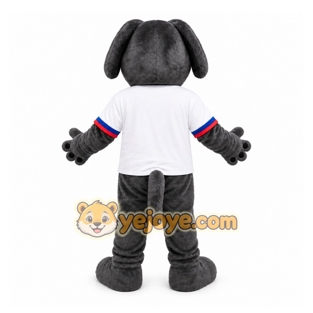 Gray Dog Mascot Costume with Custom Logo Gray Dog Mascot Costume with Custom Logo