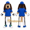 Blue Dog Mascot Costume with Custom Logo