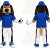 Blue Dog Mascot Costume with Custom Logo