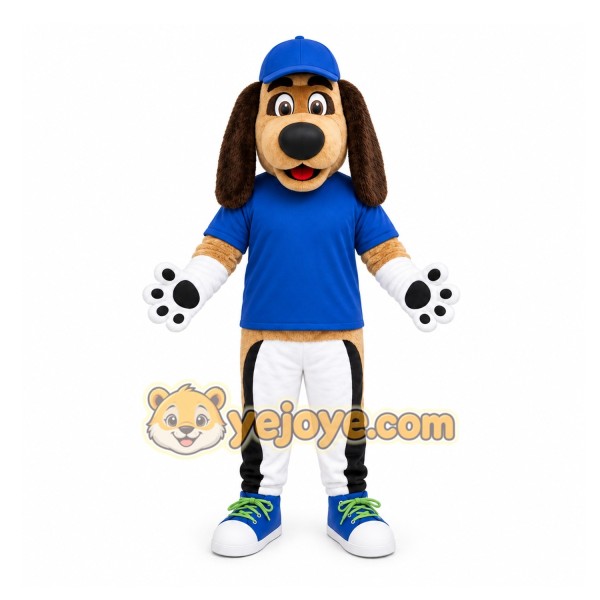 Blue Dog Mascot Costume with Custom Logo Blue Dog Mascot Costume with Custom Logo