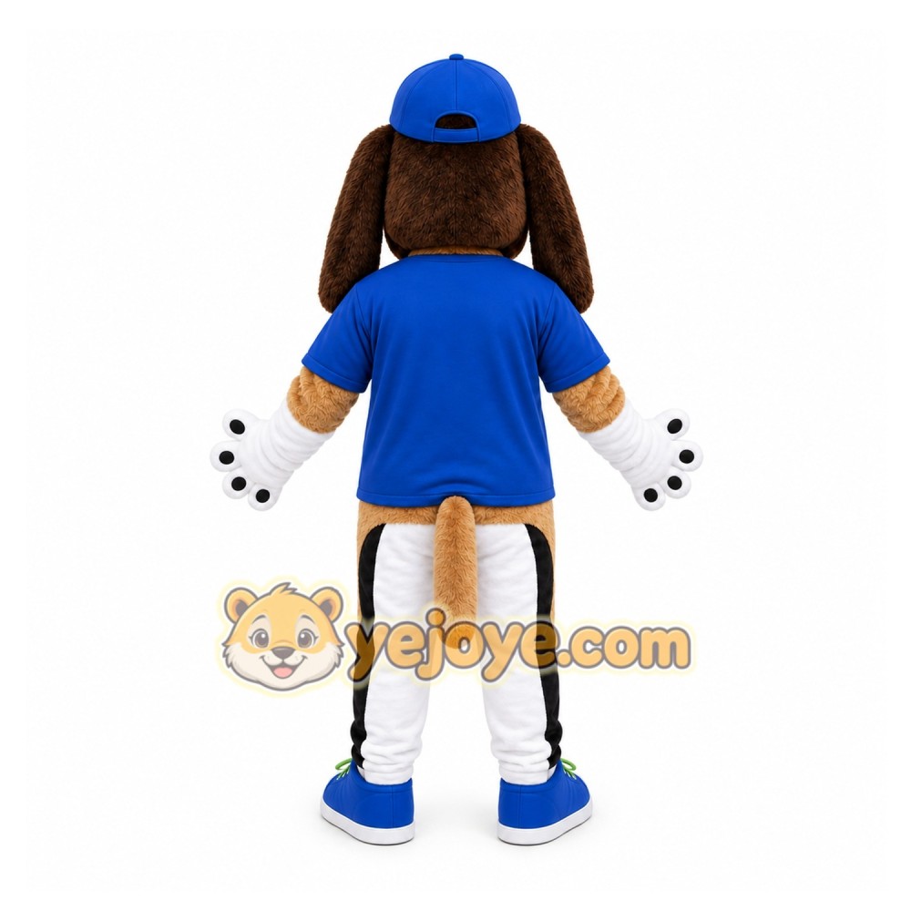 Blue Dog Mascot Costume with Custom Logo