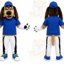 Blue Dog Mascot Costume with Custom Logo